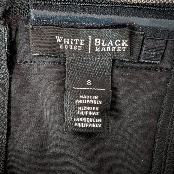 White House Black Market Black Peplum Strapless Top Sheer Ruffle Size 8 - Picture 5 of 10